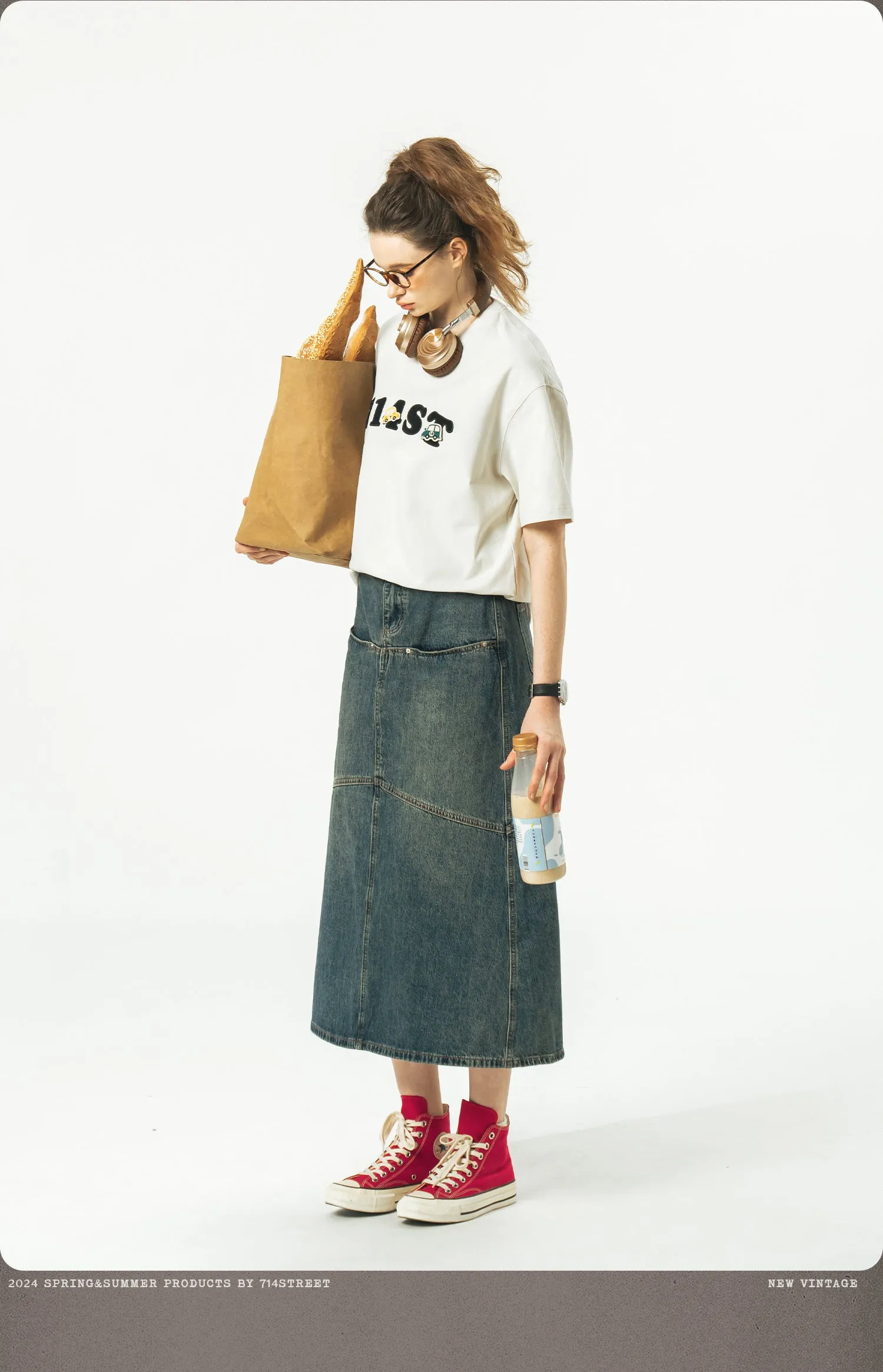714STREET ロゴエンブロイダリーTシャツ 714ST082