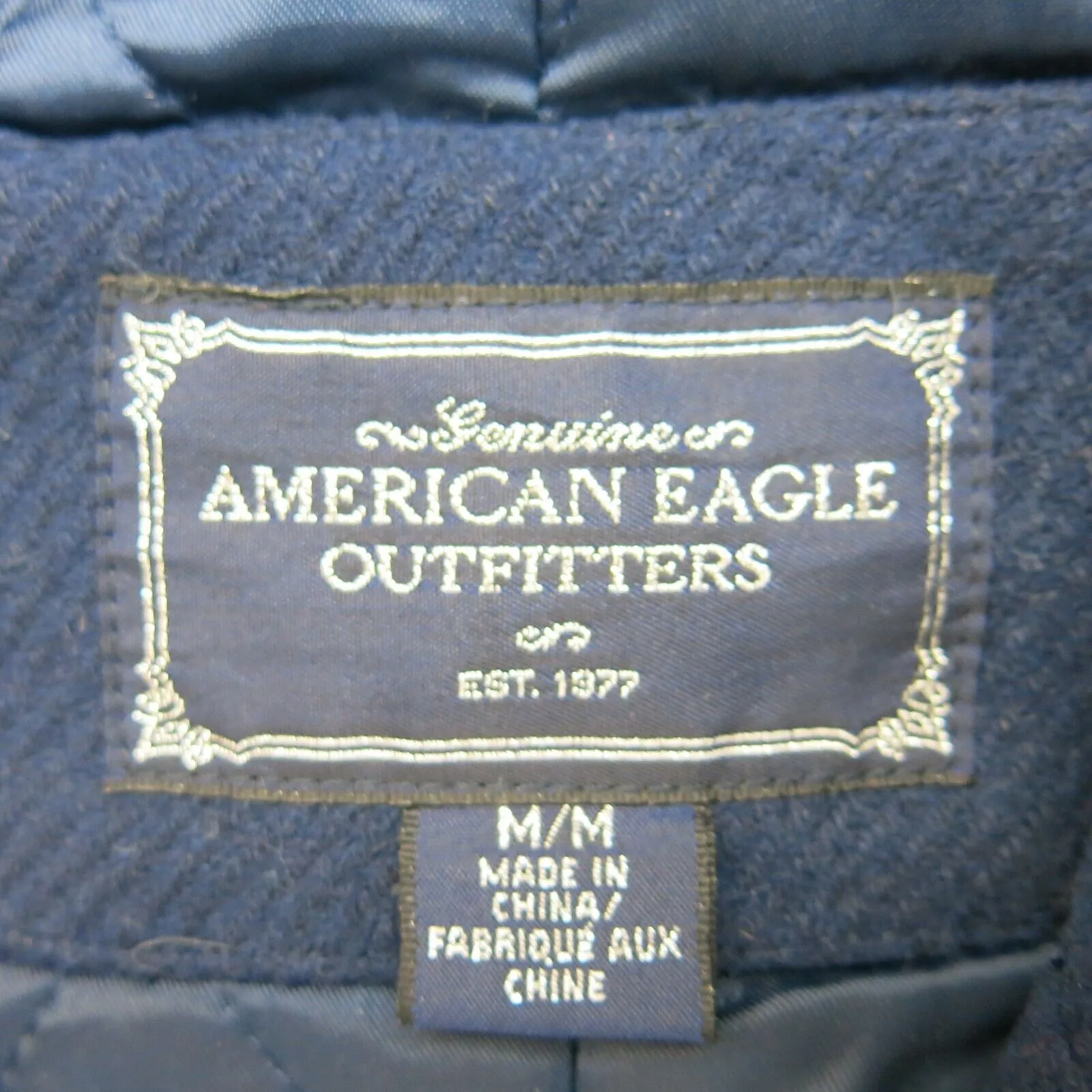 American Eagle Womens Hooded Wool Blend Duffle Coat Jacket Navy Blue Medium
