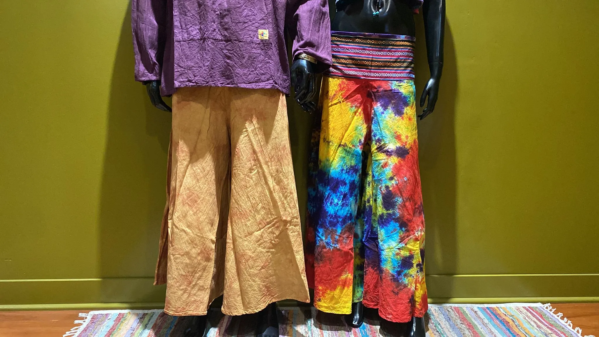 Bhutani Cotton Waist Wide-Leg Flare Pants - Tie-Dye
