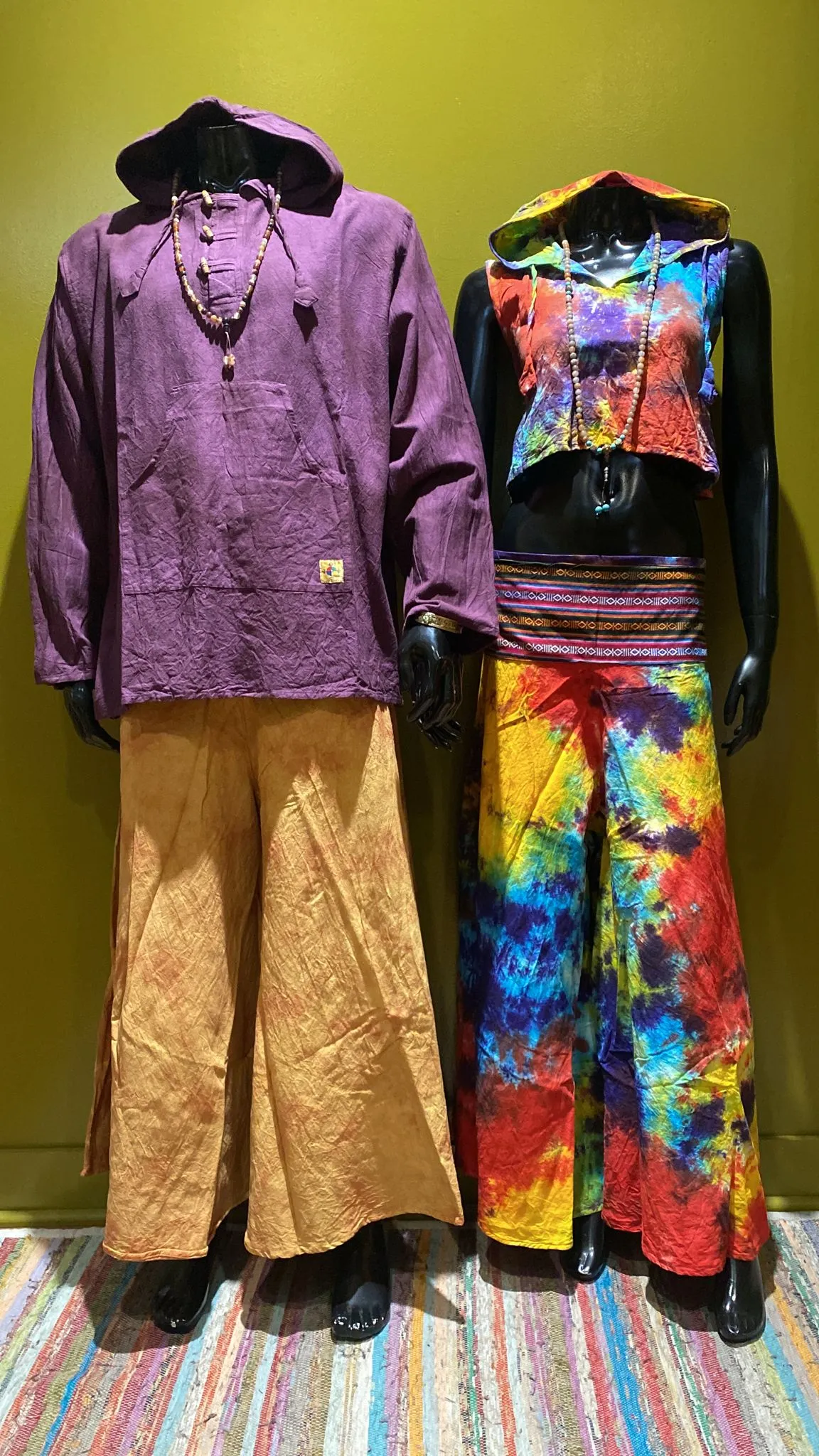 Bhutani Cotton Waist Wide-Leg Flare Pants - Tie-Dye