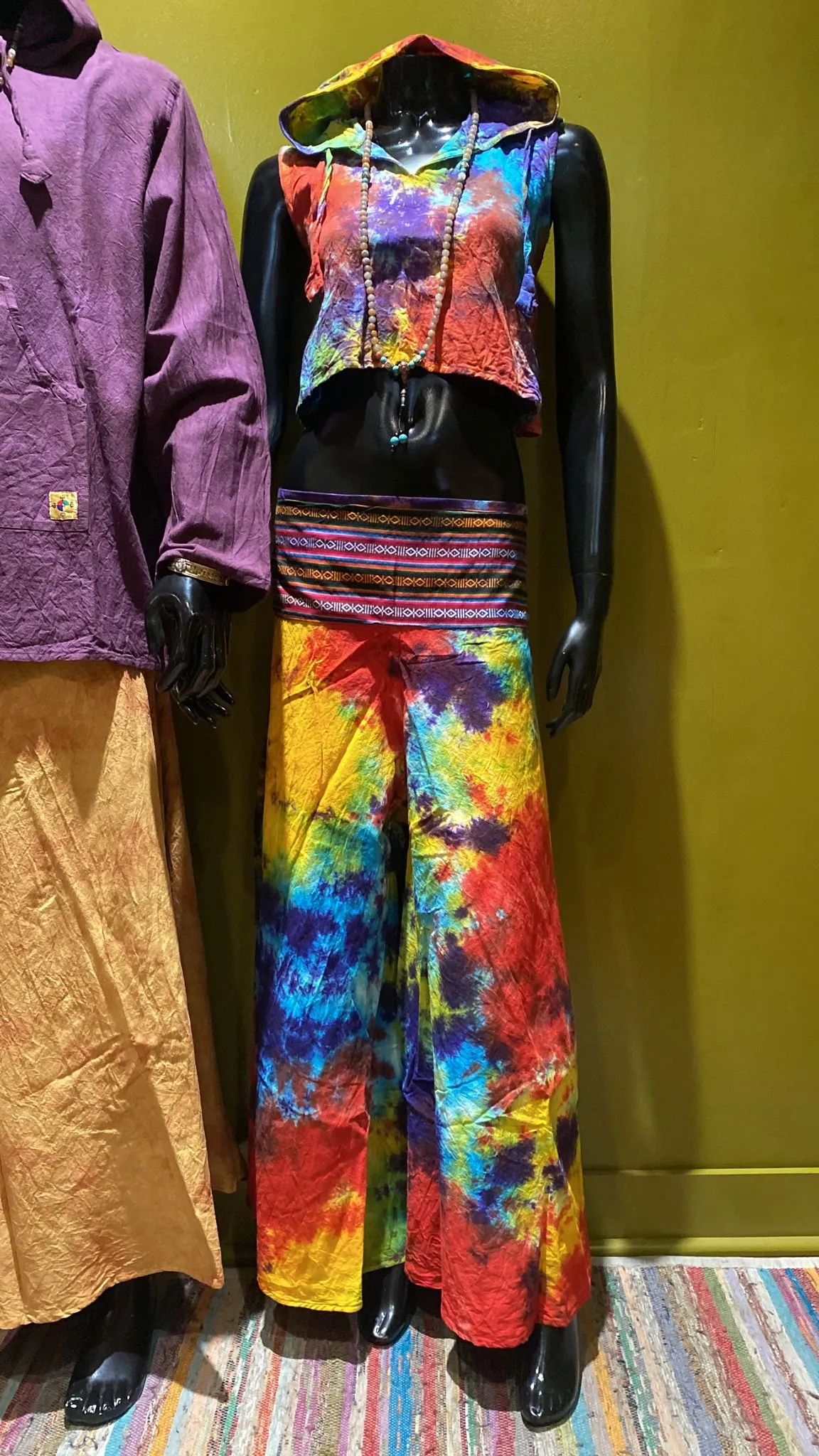 Bhutani Cotton Waist Wide-Leg Flare Pants - Tie-Dye