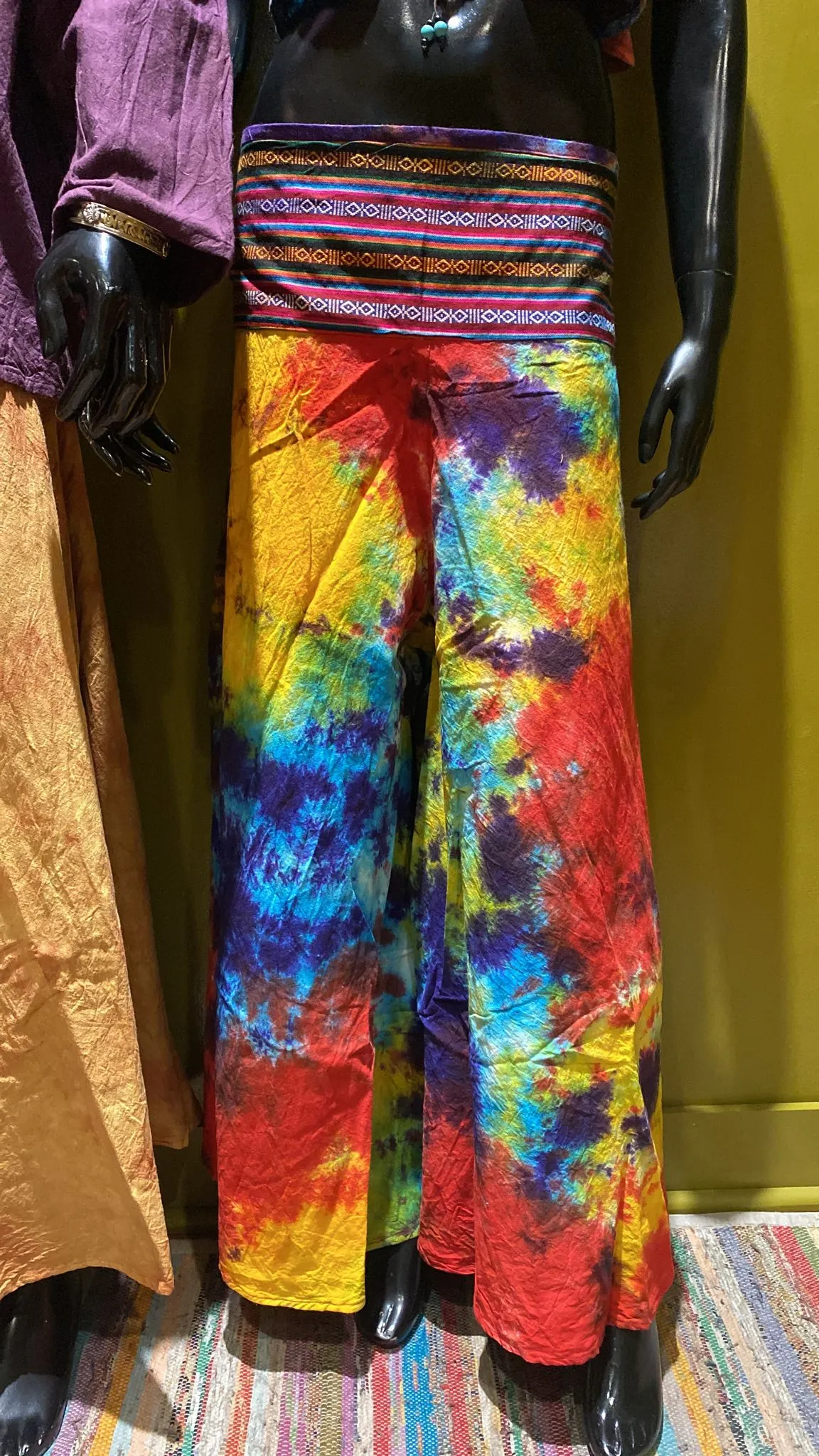 Bhutani Cotton Waist Wide-Leg Flare Pants - Tie-Dye