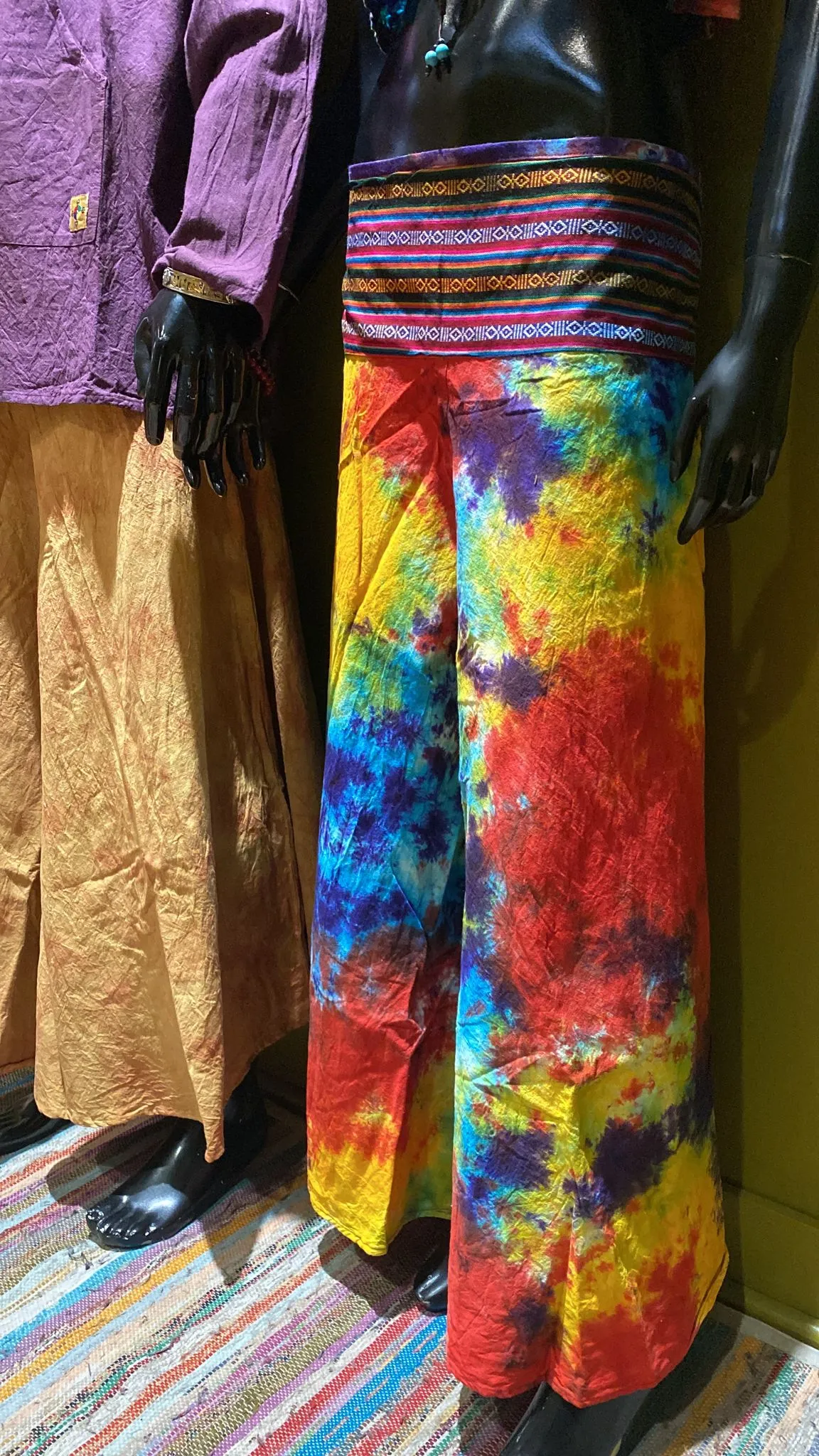 Bhutani Cotton Waist Wide-Leg Flare Pants - Tie-Dye