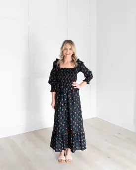 Black Floral Long Skirt