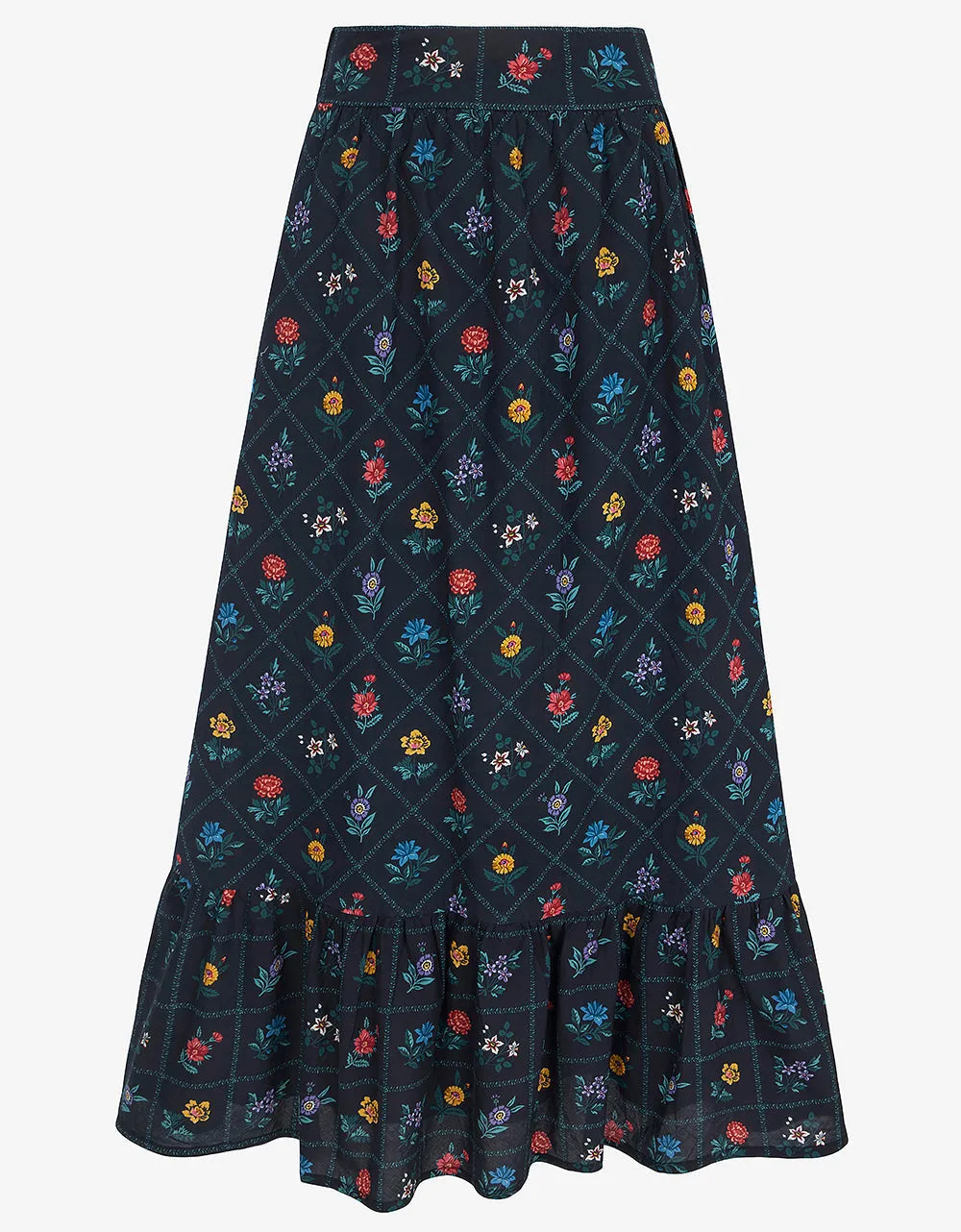 Black Floral Long Skirt