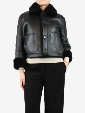Black reversible shearling jacket - size UK 8
