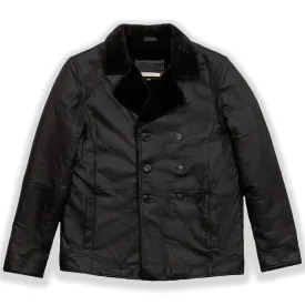 Black Shearling Leather Coat