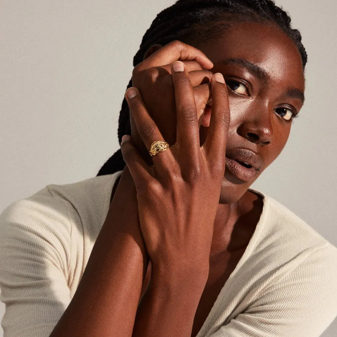 BLOSSOM recycled organic shaped ring gold-plated