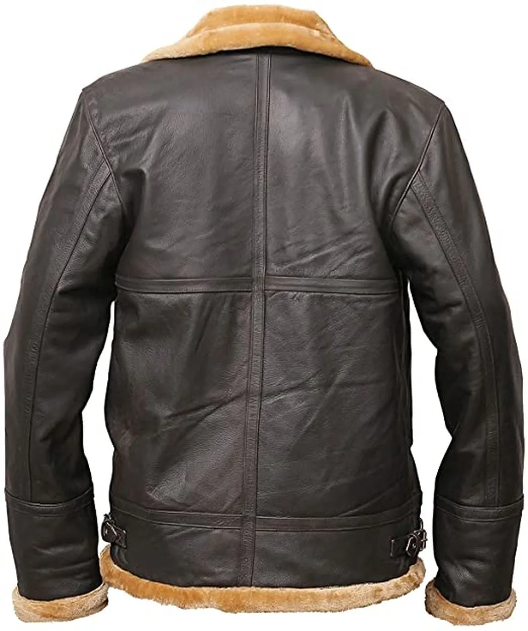 Bomber Fur leather Jacket in Brown