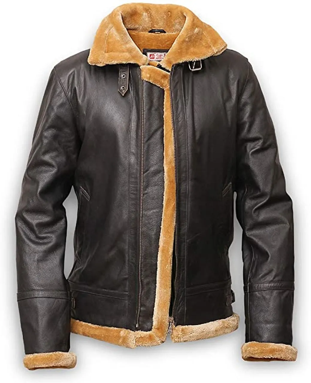 Bomber Fur leather Jacket in Brown
