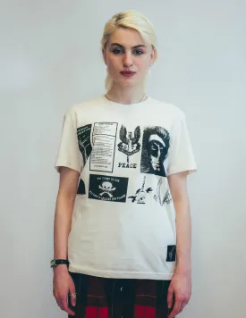 Bowie inspired T-Shirt with Printed Patches in Ecru