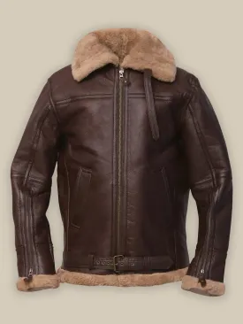 Brown Sheepskin Bomber Leather Jacket