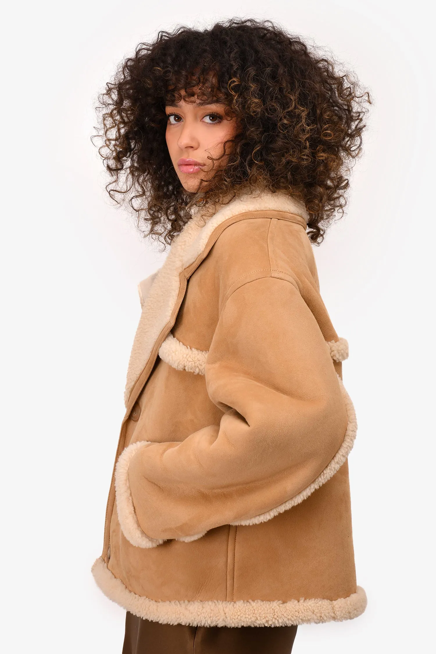 Buck Mason Tan/Cream Shearling Ranch Jacket Size L