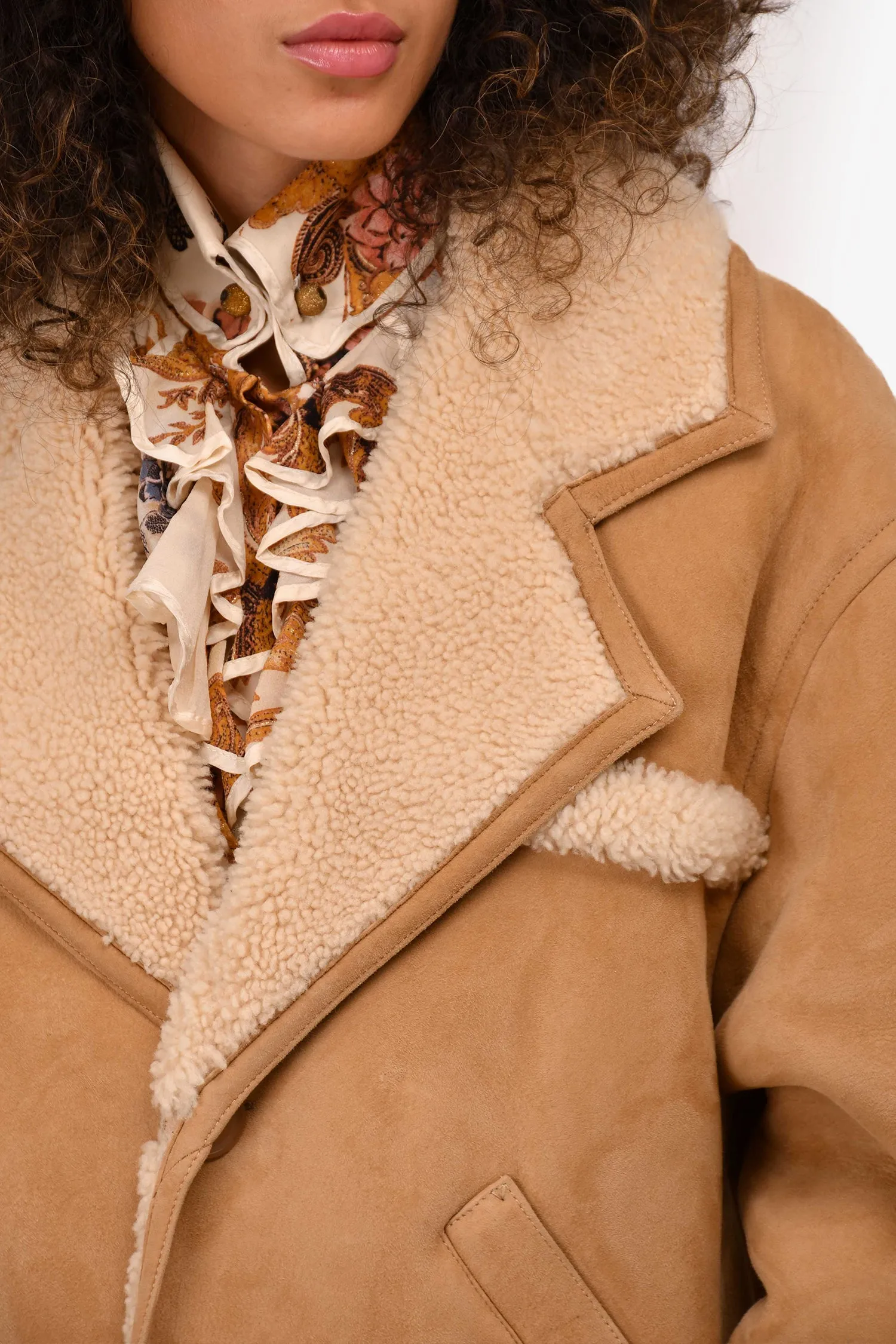 Buck Mason Tan/Cream Shearling Ranch Jacket Size L