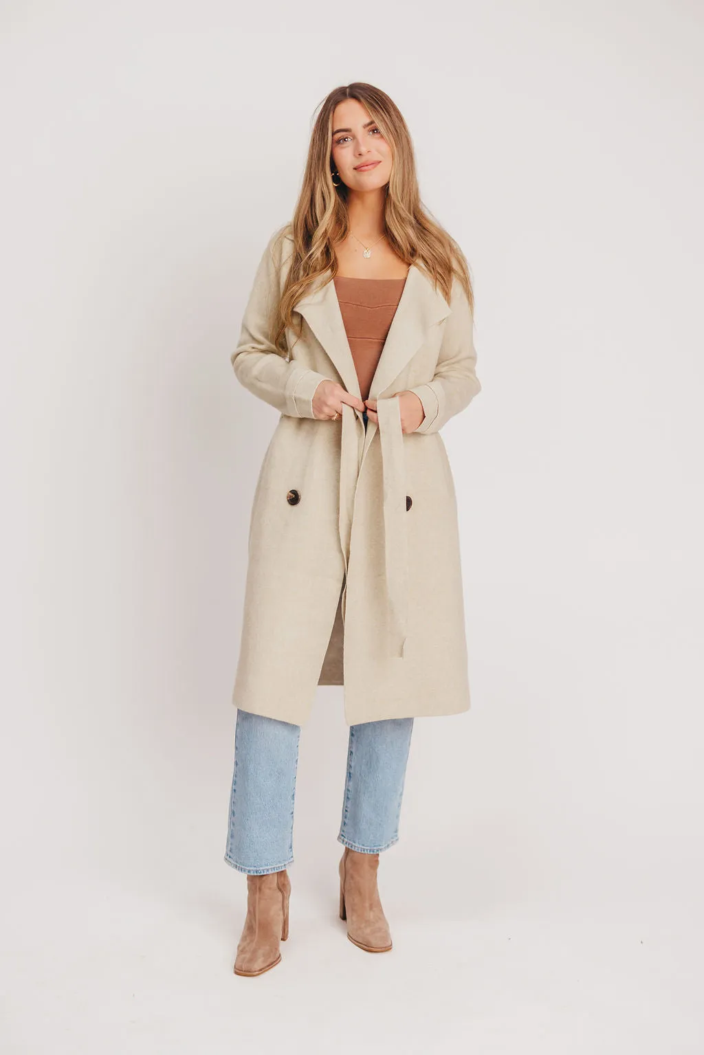 Cadenza Cashmere-Blend Peacoat in Oatmeal *LUXURY ITEM*