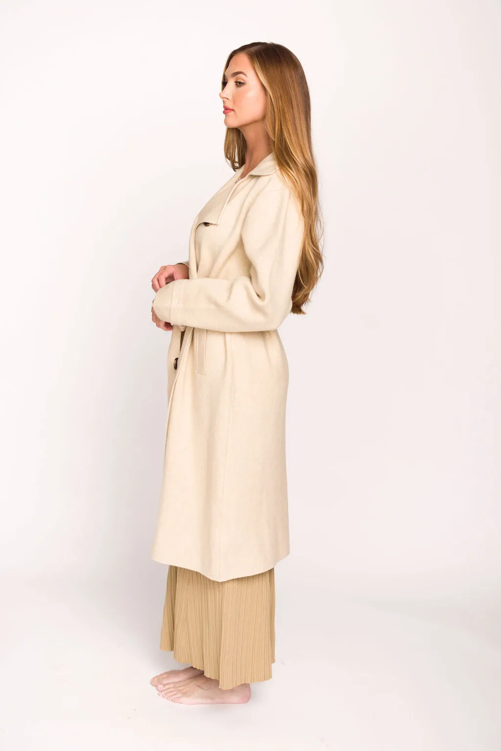 Cadenza Cashmere-Blend Peacoat in Oatmeal *LUXURY ITEM*