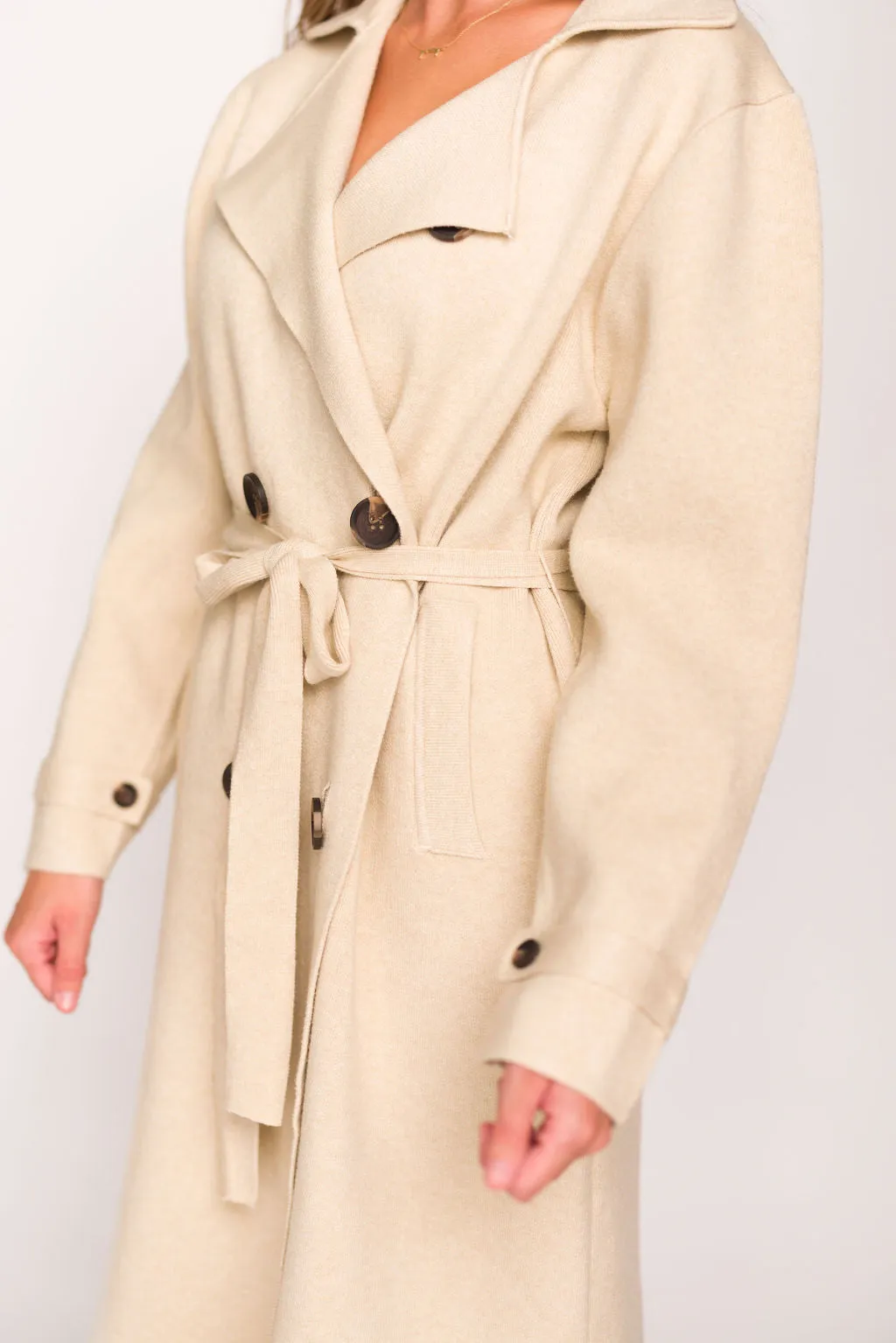 Cadenza Cashmere-Blend Peacoat in Oatmeal *LUXURY ITEM*