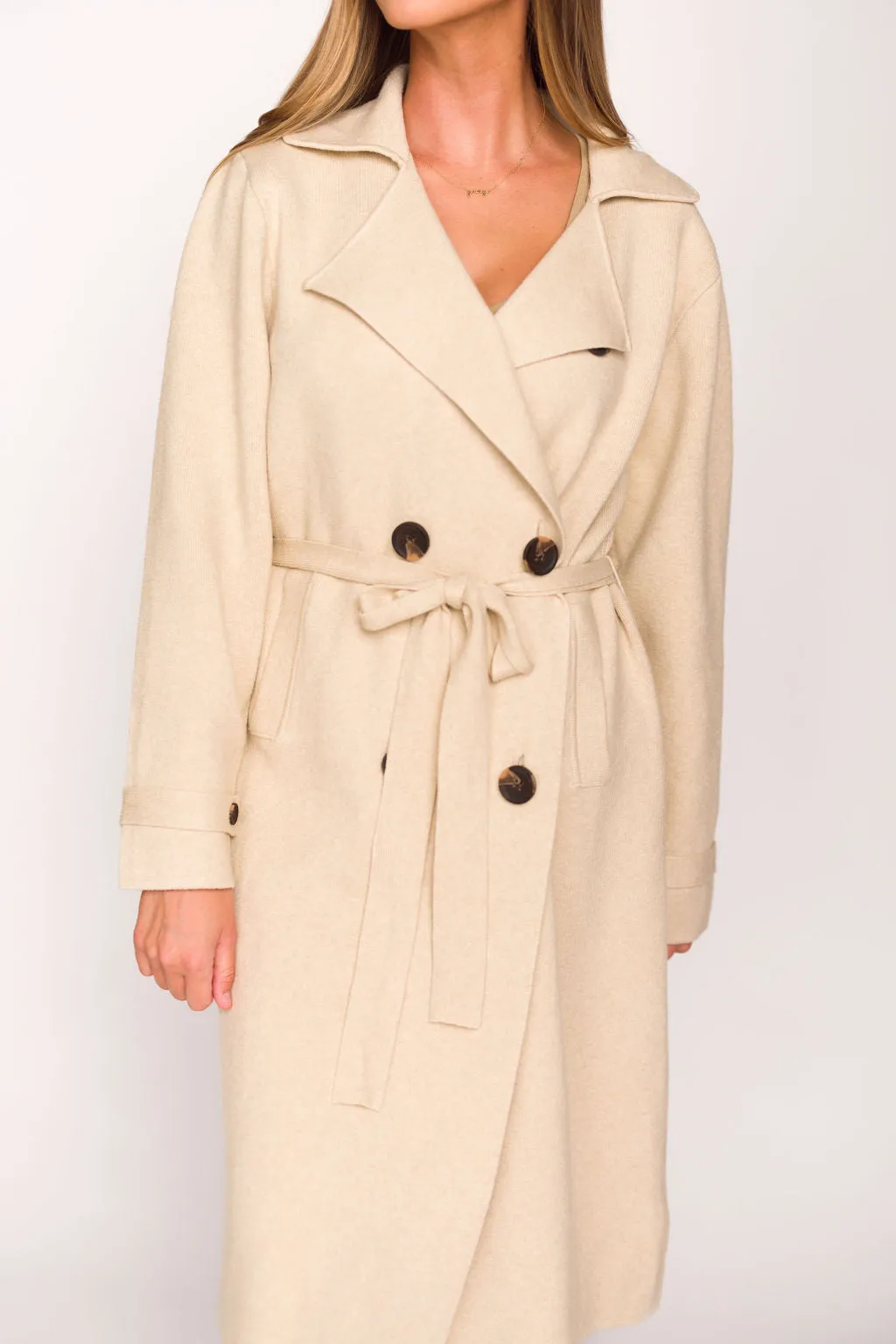 Cadenza Cashmere-Blend Peacoat in Oatmeal *LUXURY ITEM*