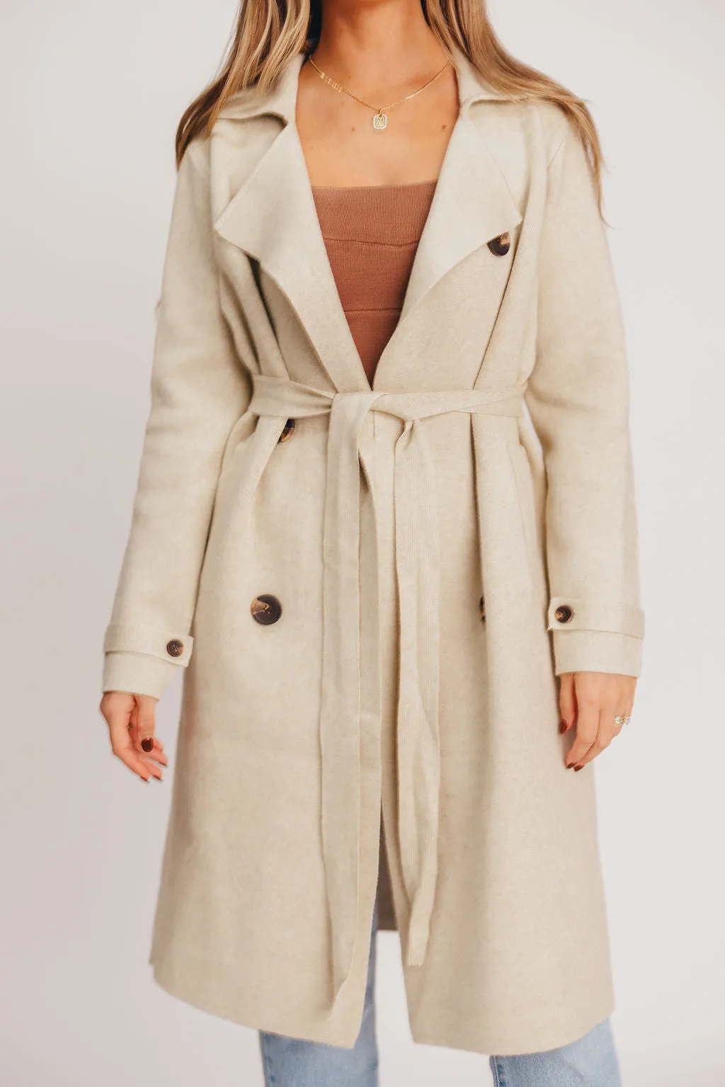 Cadenza Cashmere-Blend Peacoat in Oatmeal *LUXURY ITEM*