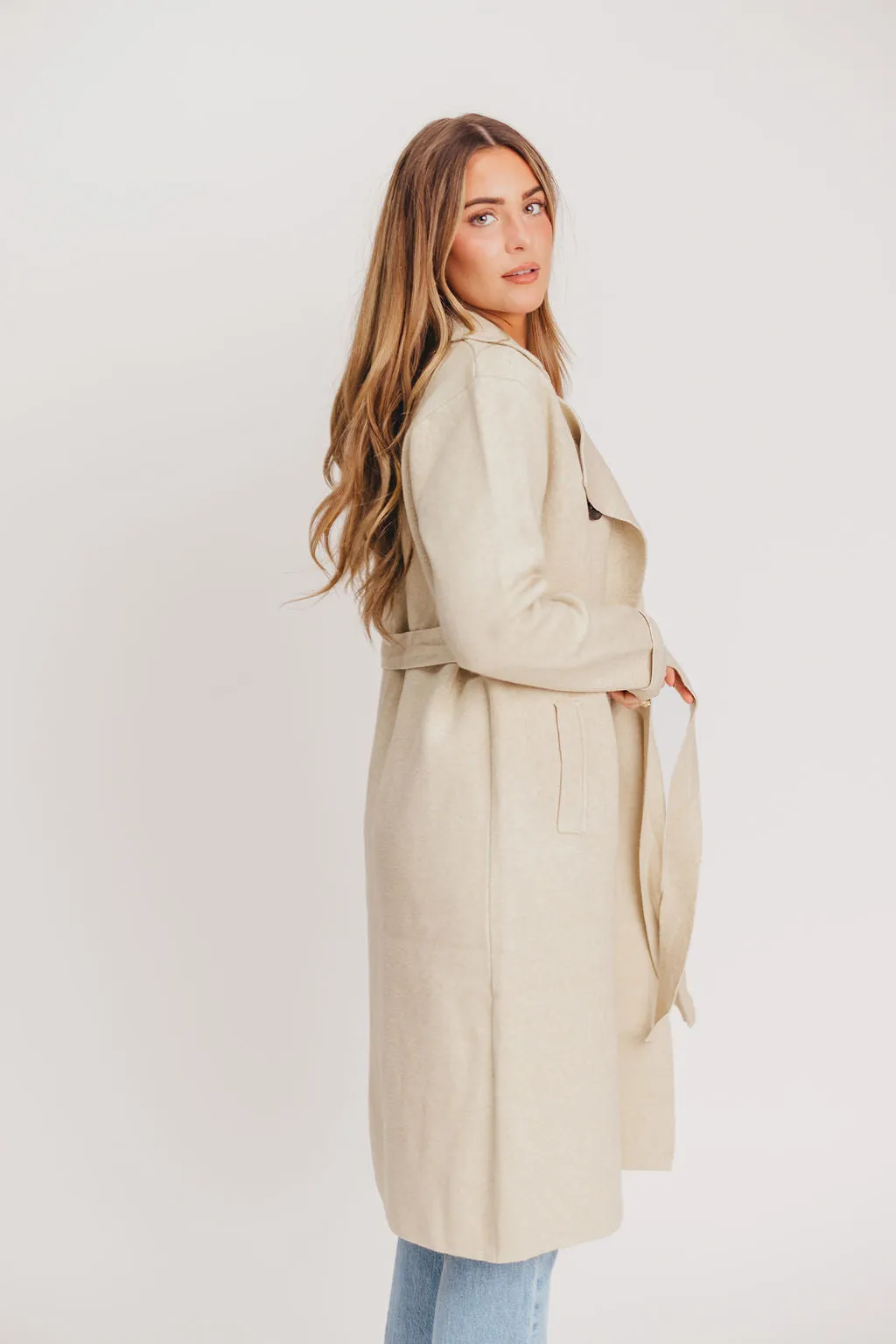 Cadenza Cashmere-Blend Peacoat in Oatmeal *LUXURY ITEM*
