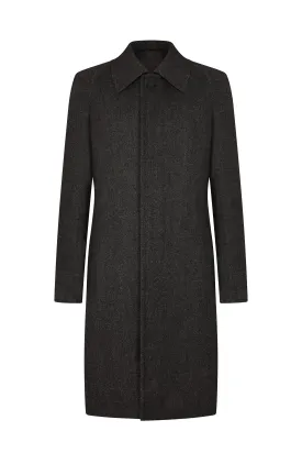 Charcoal Twill Balmacaan Overcoat