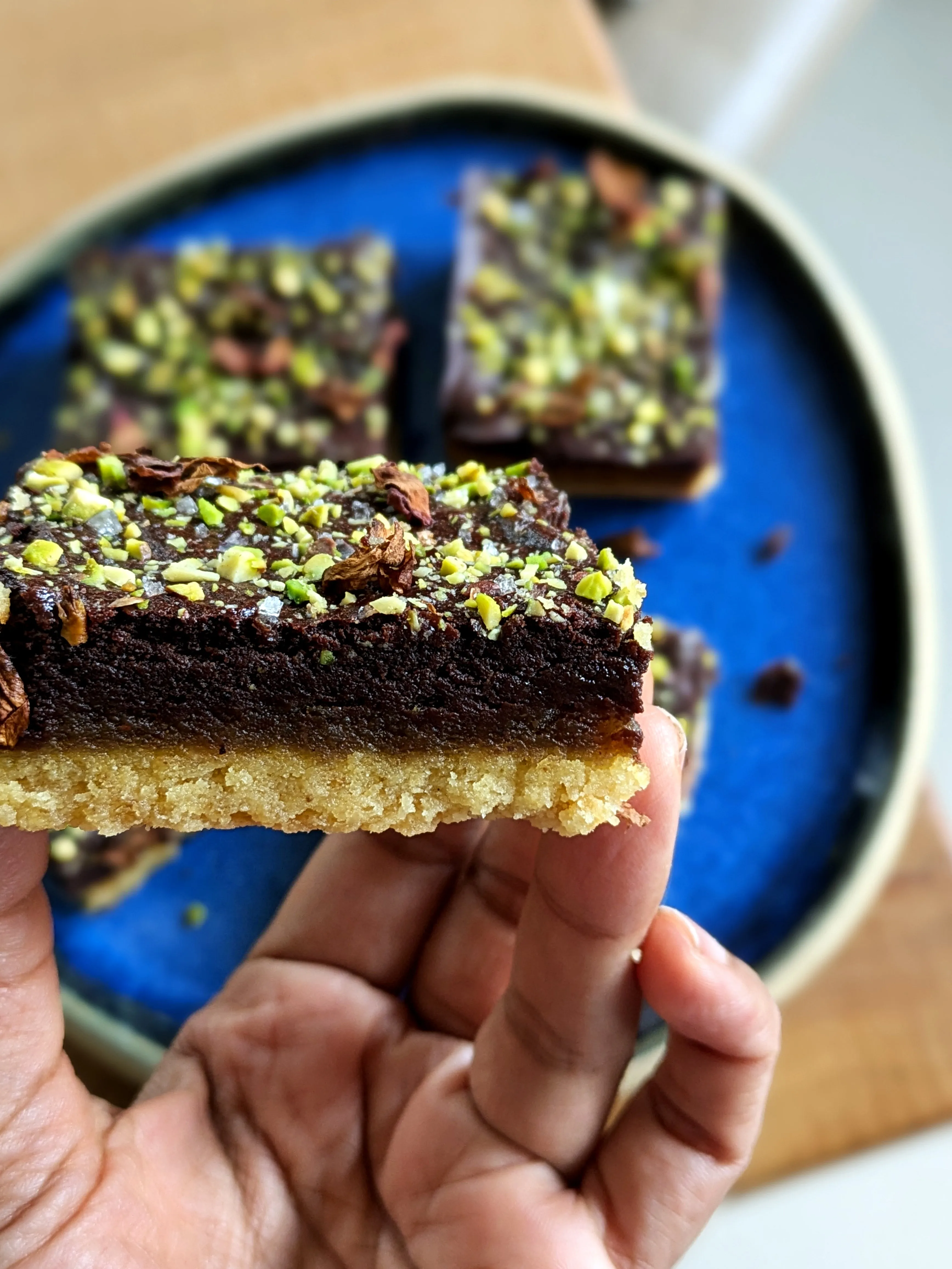 Chocolate Pistachio & Rose Slice (Eggless)