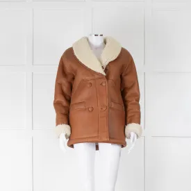 Claudie Pierlot Camel Shearling Flying Jacket