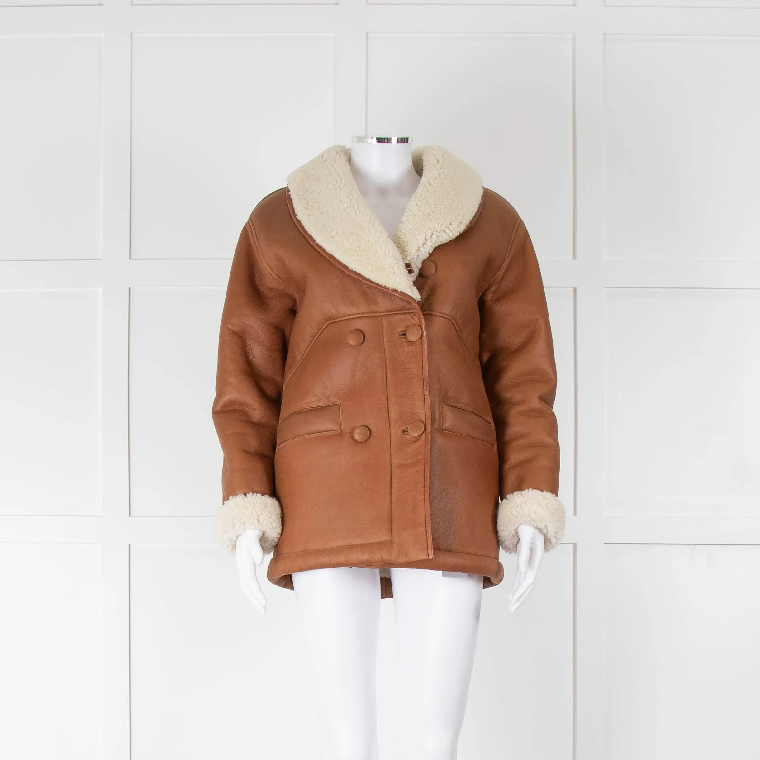 Claudie Pierlot Camel Shearling Flying Jacket