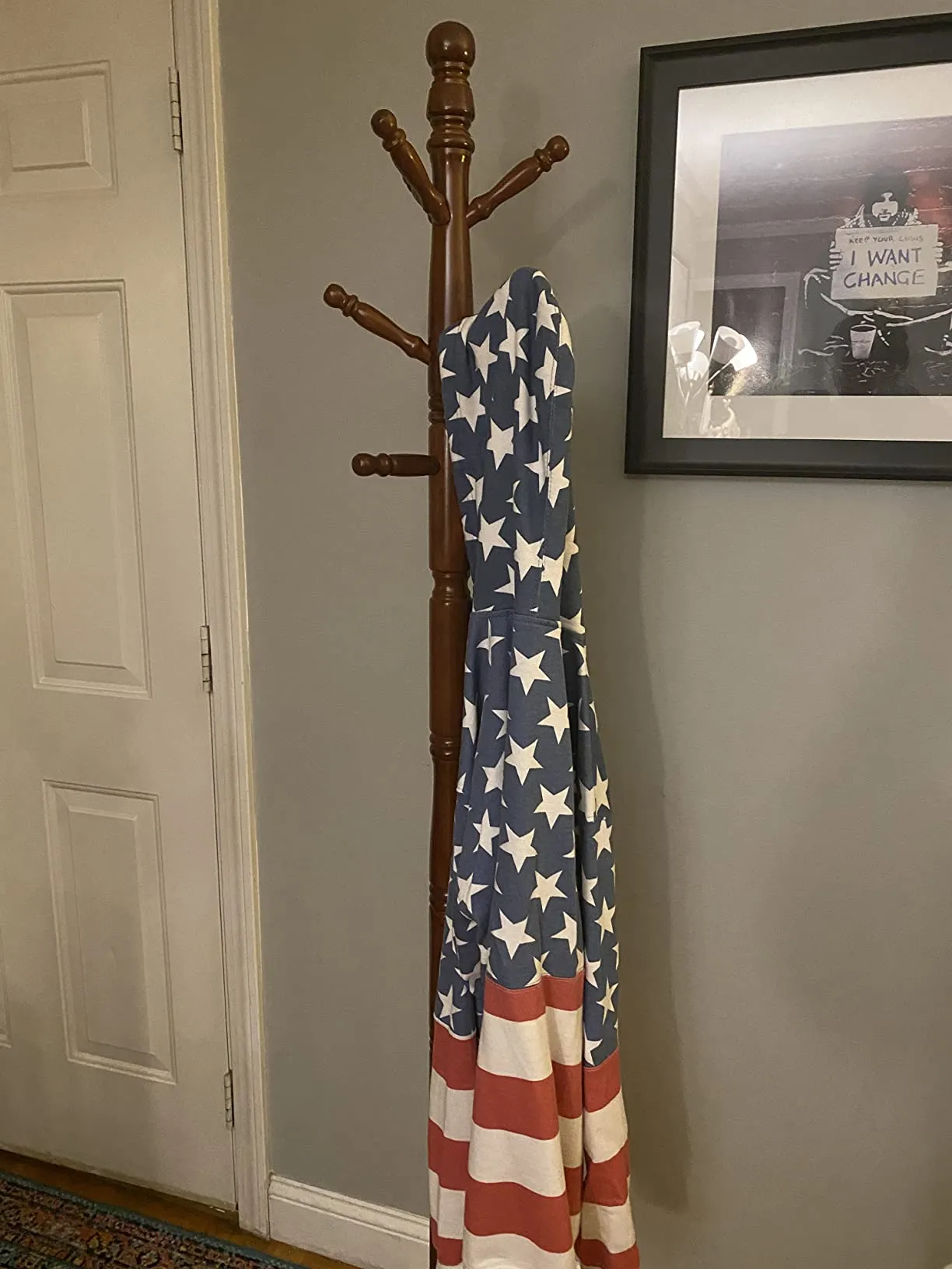 Coat Rack Free Standing, Wooden Hall Tree Coat Hat Tree Coat Hanger Holder Enterway with 10 Hooks for Coat, Hat