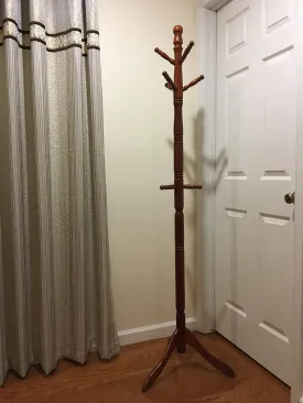 Coat Rack Free Standing, Wooden Hall Tree Coat Hat Tree Coat Hanger Holder Enterway with 10 Hooks for Coat, Hat