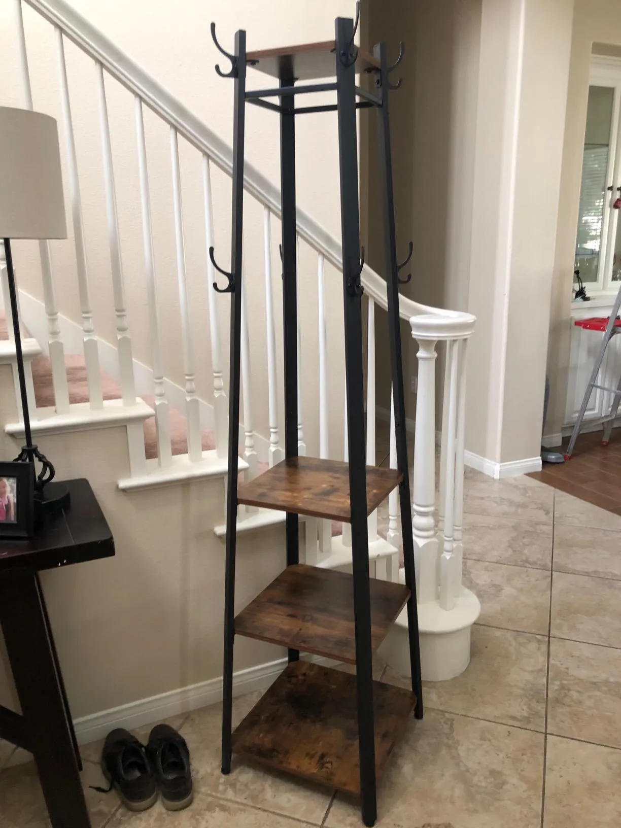 Coat Rack |Hall Trees | Coat Stand with 3 Shelves