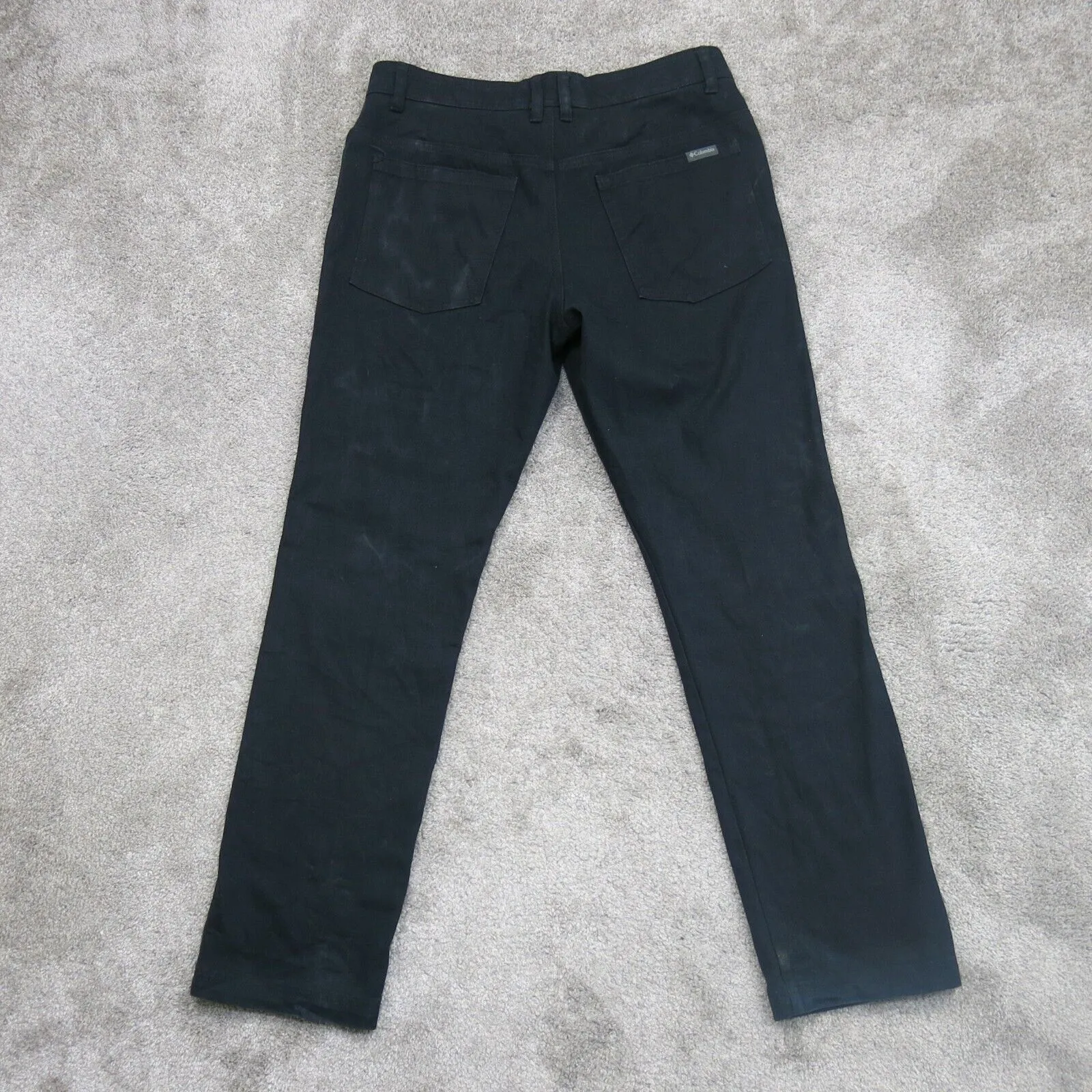 Columbia Mens Jean Straight Leg 100% Cotton Mid Rise Slim Fit Black Size W32XL30