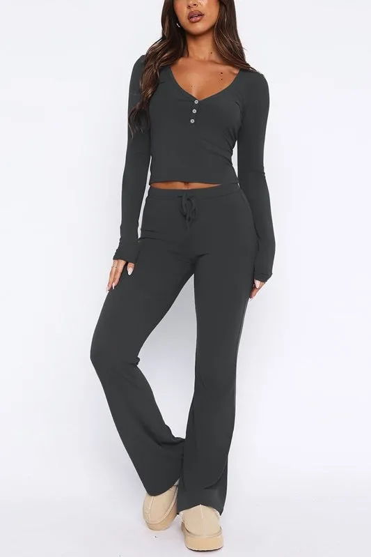 COZY - Top & Drawstring Pant Two Piece Set