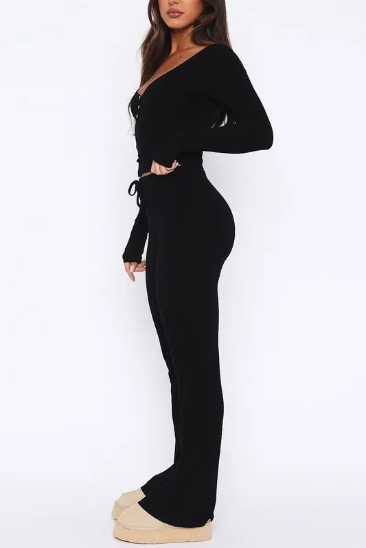 COZY - Top & Drawstring Pant Two Piece Set