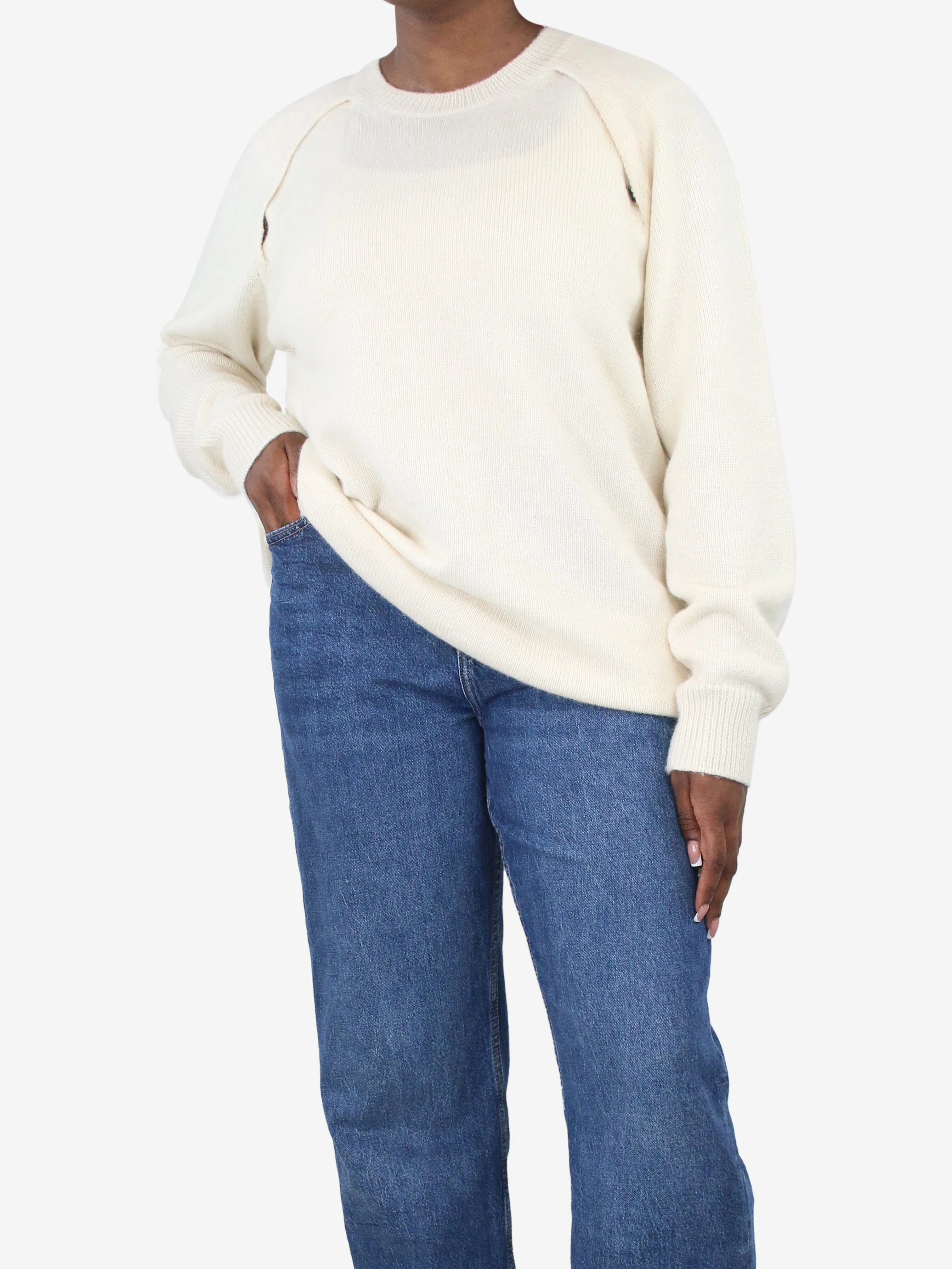 Cream crewneck jumper - size L