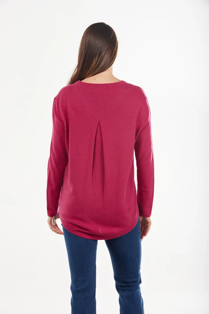 CREW NECK PULLOVER WITH PLEAT DOWN CENTRE BACK