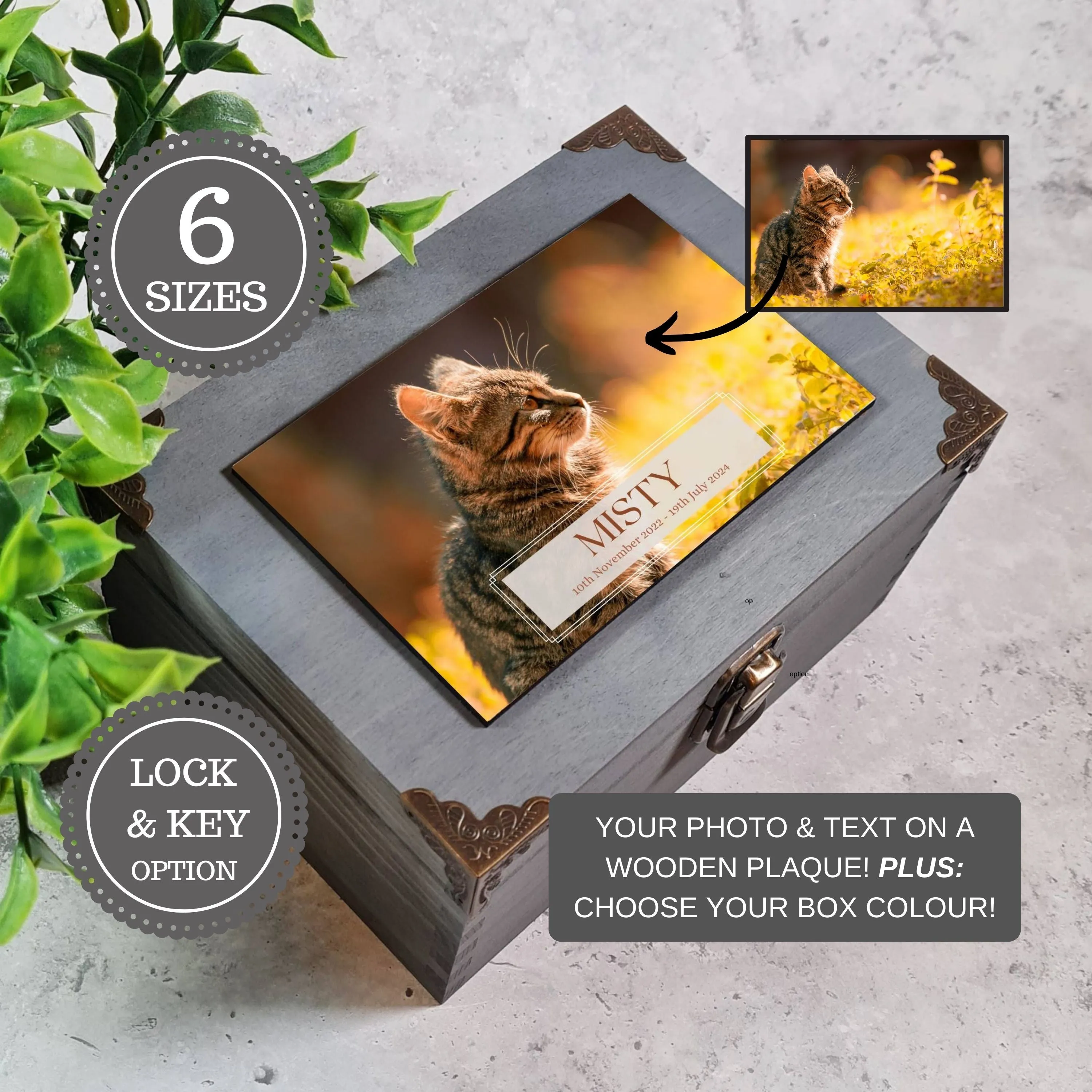 Custom Pet Cat Photo Keepsake Box