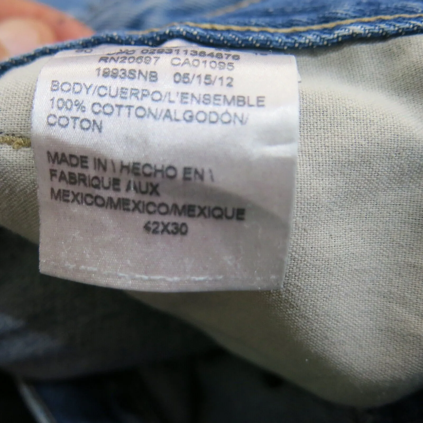 Dickies Jeans Mens 42X30 Blue Denim Straight Pants Work Wear 100% Cotton Casual