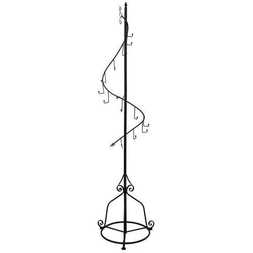 Elegant Black Metal 14 Hook Spiral Coat Hanger Stand