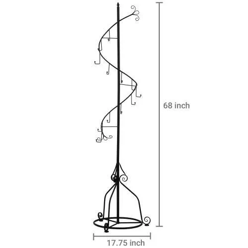 Elegant Black Metal 14 Hook Spiral Coat Hanger Stand
