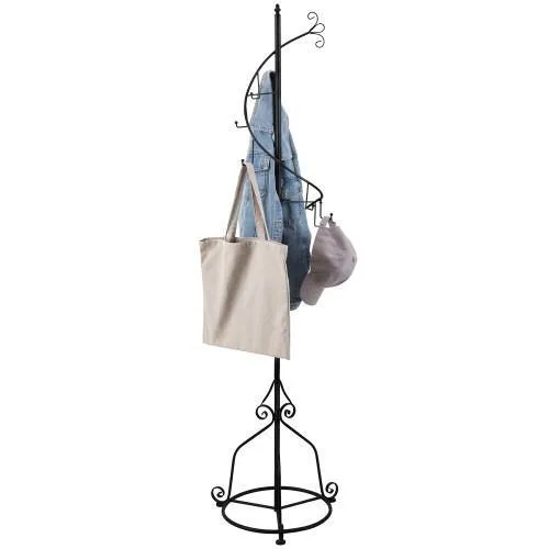 Elegant Black Metal 14 Hook Spiral Coat Hanger Stand