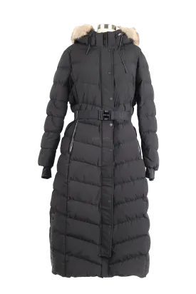 Elsie M Long Down Belted Parka W/ Fur Hood