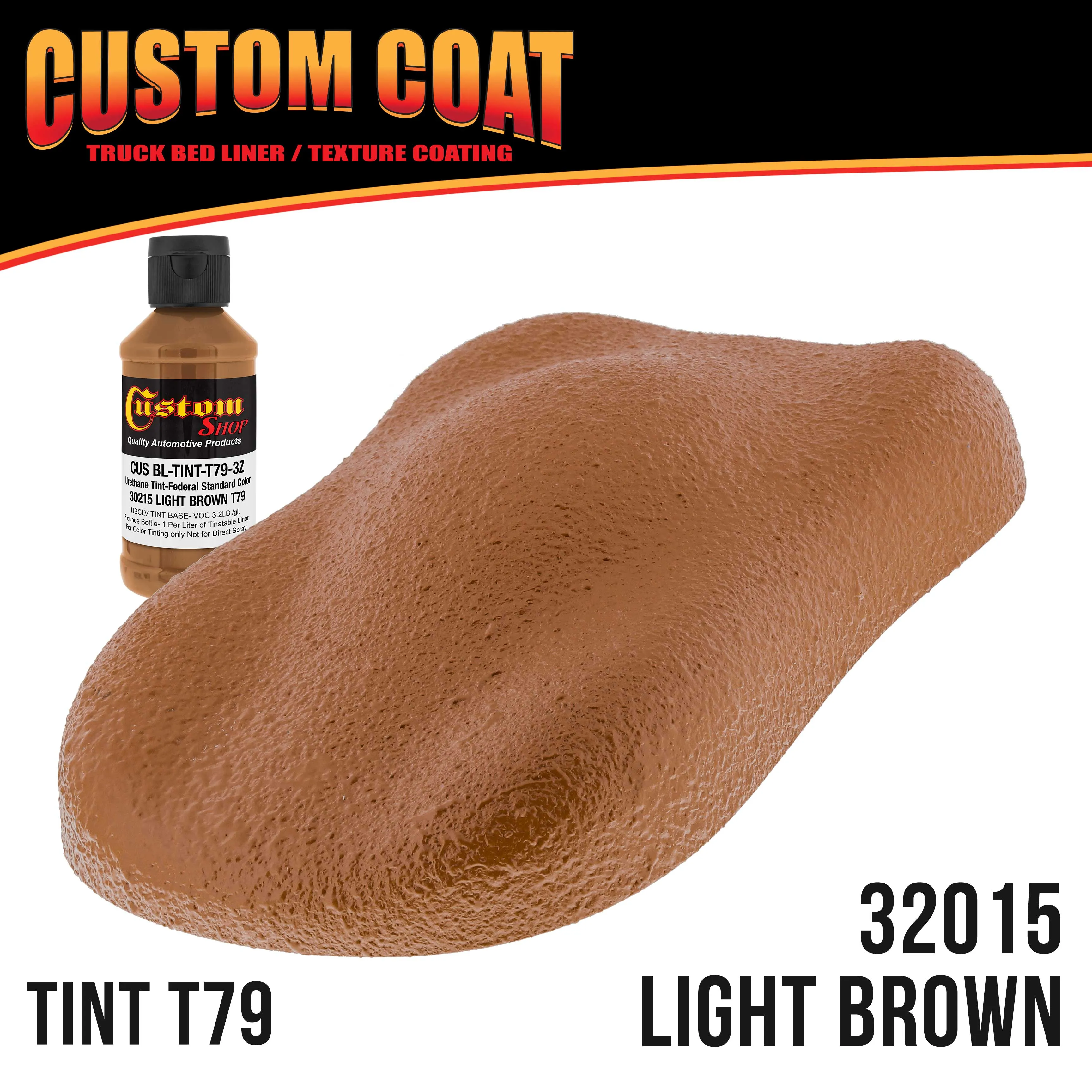 Federal Standard Color #30215 Light Brown T79 Urethane Roll-On, Brush-On or Spray-On Truck Bed Liner, 1 Quart Kit with Roller Applicator Kit