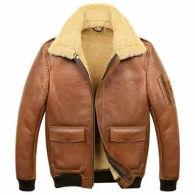 Flying Aviator Fur Leather Jacket
