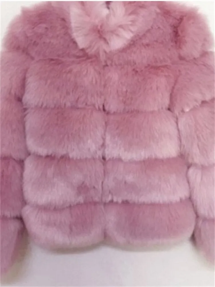 FQLWL Winter Bodycon Dress For Women 2022 White Long Sleeve Hooded Faux Fur Pink Coat Fashion Coats And Jacket Women