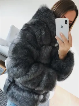 FQLWL Winter Bodycon Dress For Women 2022 White Long Sleeve Hooded Faux Fur Pink Coat Fashion Coats And Jacket Women