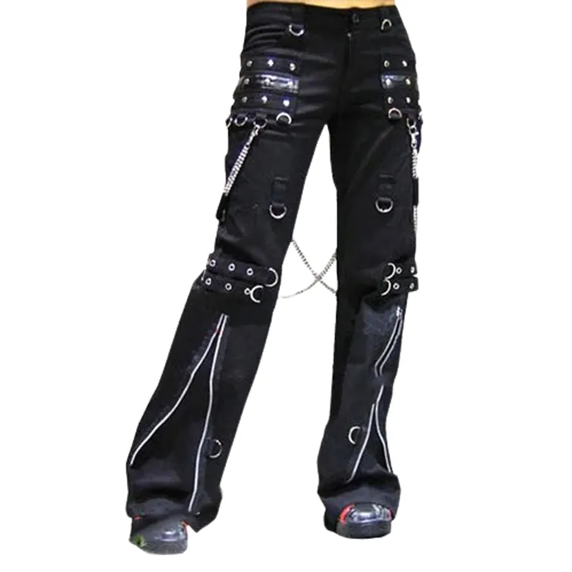 Funki Buys | Pants | Women's Men's Y2k Punk Rivet Chain Pants