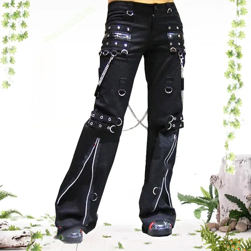 Funki Buys | Pants | Women's Men's Y2k Punk Rivet Chain Pants