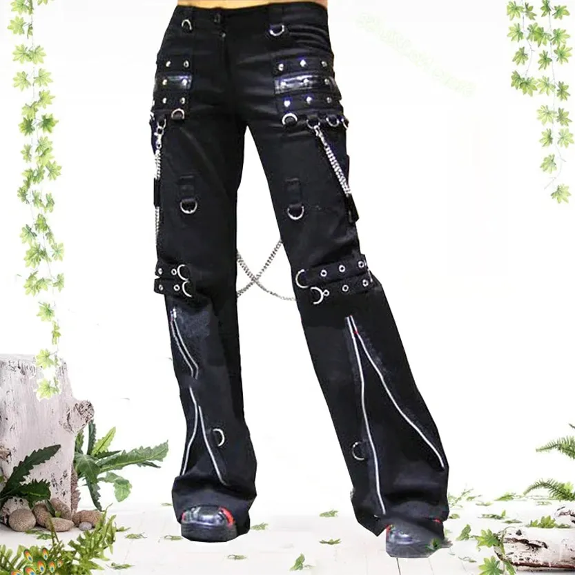 Funki Buys | Pants | Women's Men's Y2k Punk Rivet Chain Pants