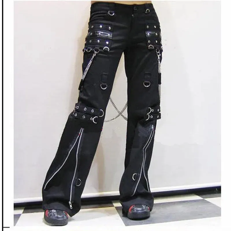 Funki Buys | Pants | Women's Men's Y2k Punk Rivet Chain Pants